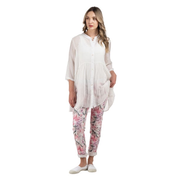Mini frill detail long sheer shirt 