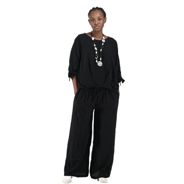 Wide leg crushed pants