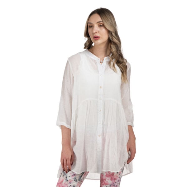 Mini frill detail long sheer shirt 