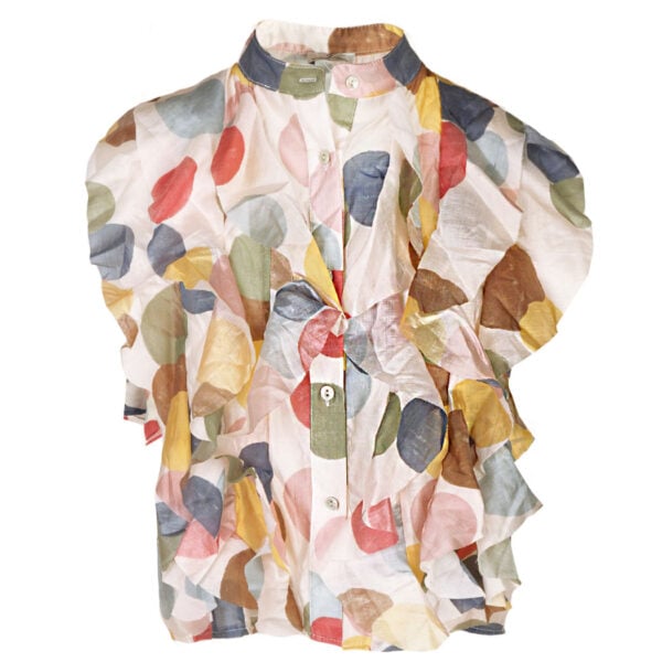 Polka dot frill detail top 