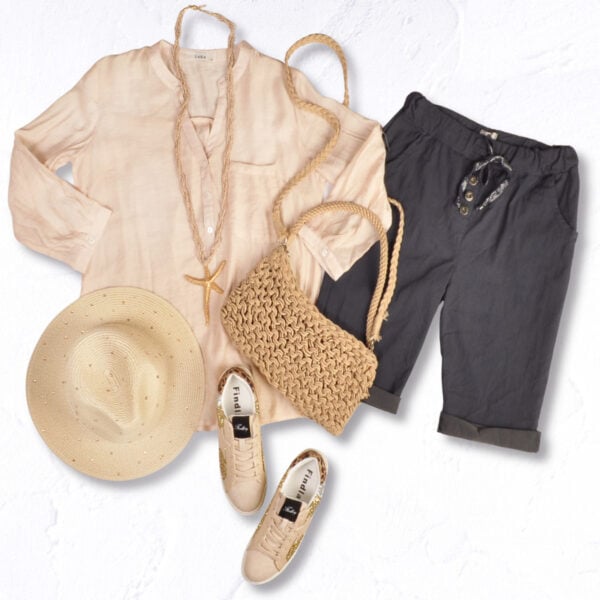 3/4 Sleeve front pocket sheer blouse