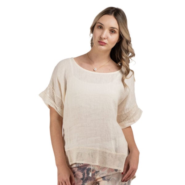 Basket weave linen top