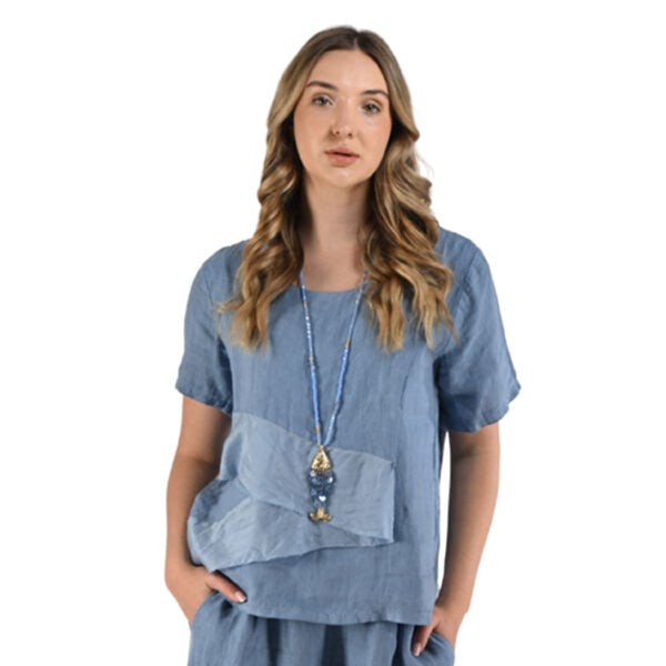 100% Linen silky asymmetrical detail top