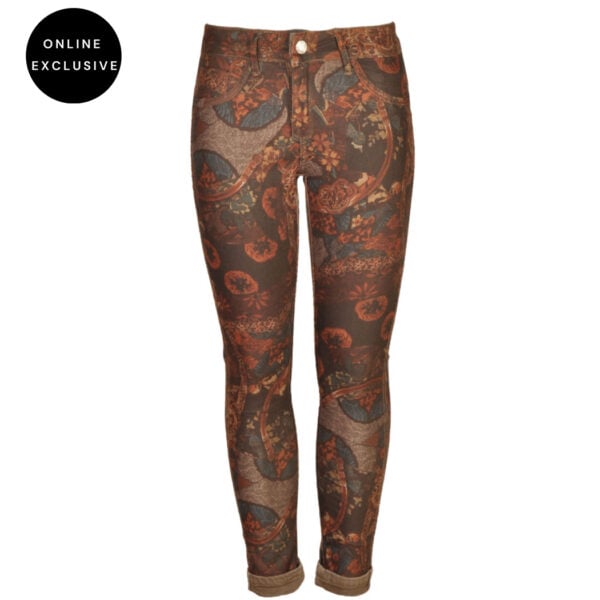 Pattern print reversible pants