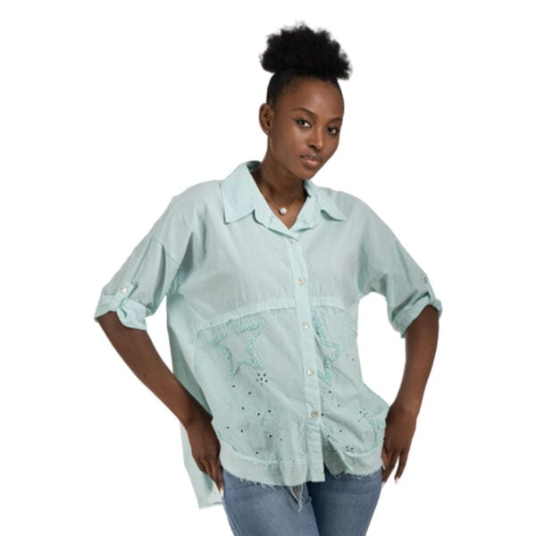 Flocked star anglaise oversized shirt