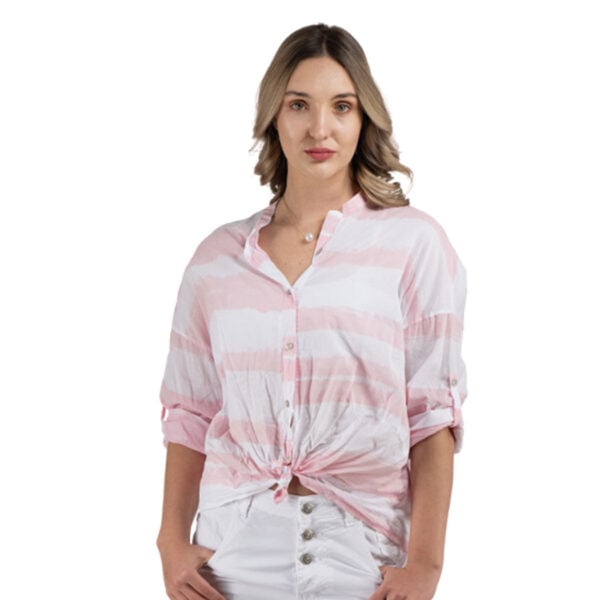 Front knot striped shirt