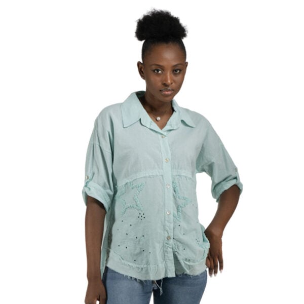 Flocked star anglaise oversized shirt