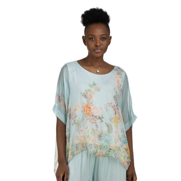 Wildflower print double layered silky top