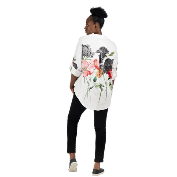 Giant flower print hi-lo top 