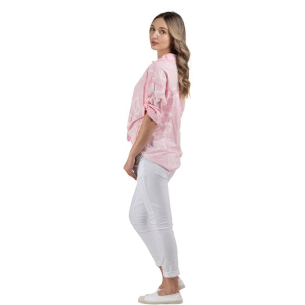Hi-lo multi heart print shirt