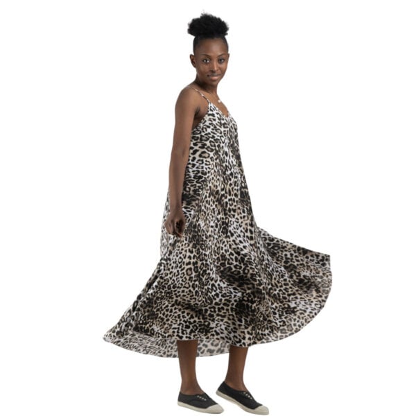 Leopard print swing maxi dress