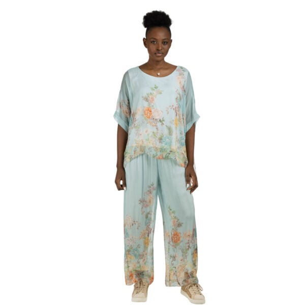 Wildflower print double layered silky pants