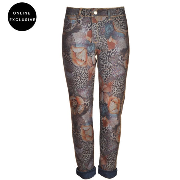 Butterfly flower animal print reversible pants