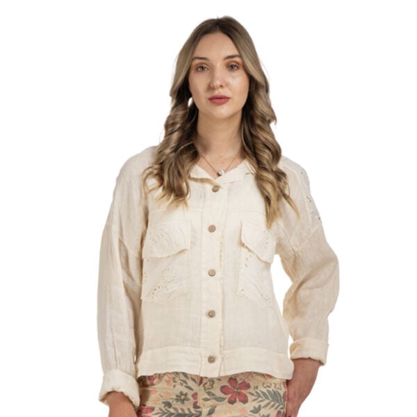Pocket detail anglaise linen jacket
