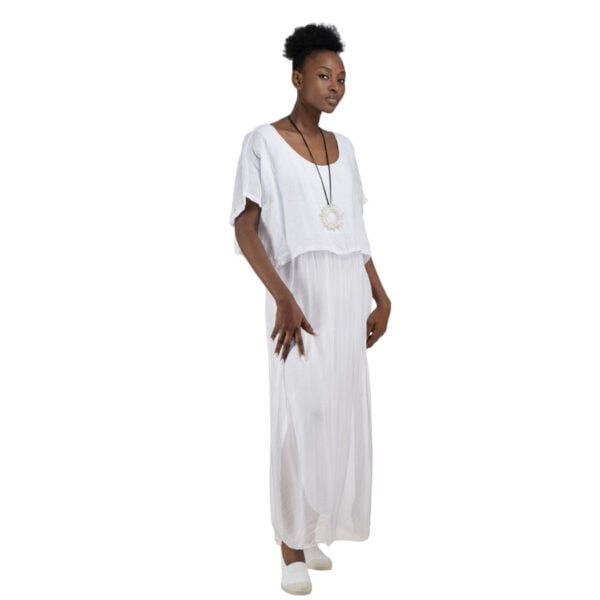 Double layered linen silky dress