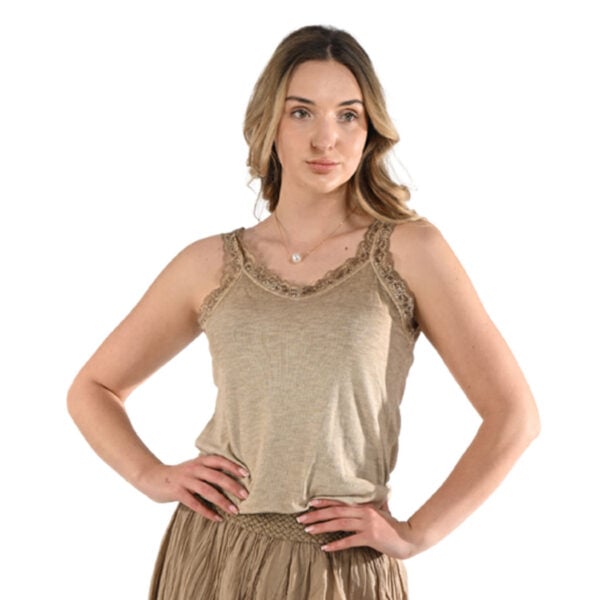 Overdyed frill lace trim cami