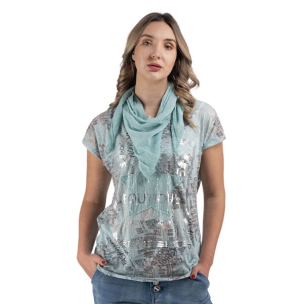 Foil Paris print sequin star top