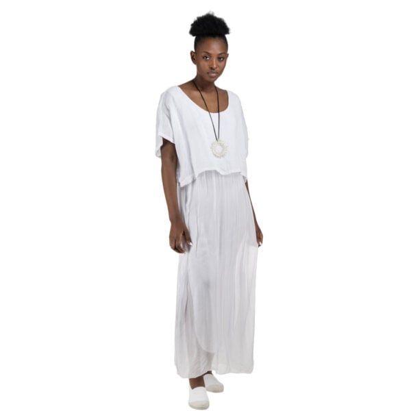 Double layered linen silky dress