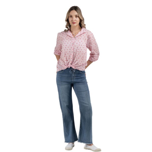 Heart print striped top