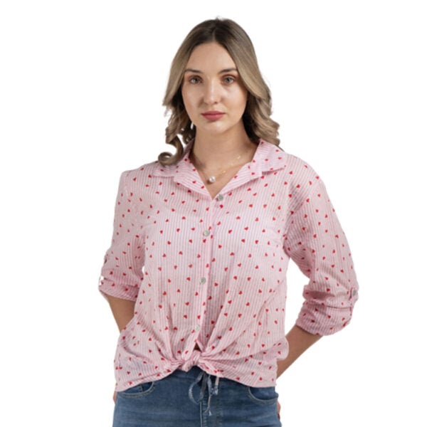 Heart print striped top