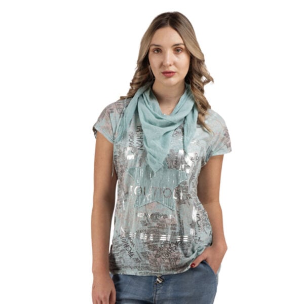 Foil Paris print sequin star top