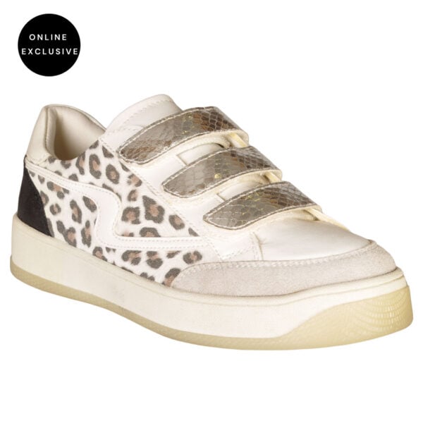 Silver strap animal print sneaker