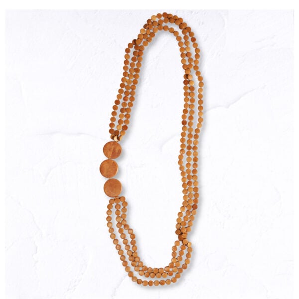 Mini wooden disc multi string necklace