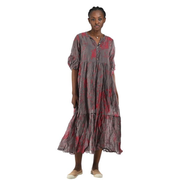 Double layer floral tiered silky maxi dress