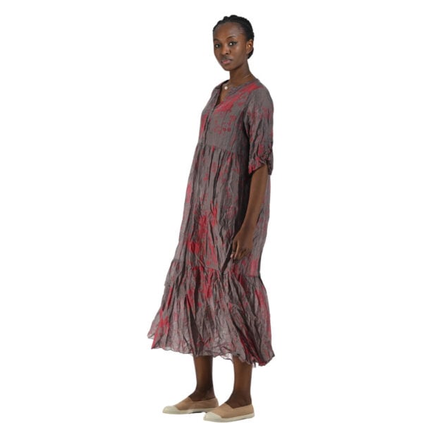 Double layer floral tiered silky maxi dress