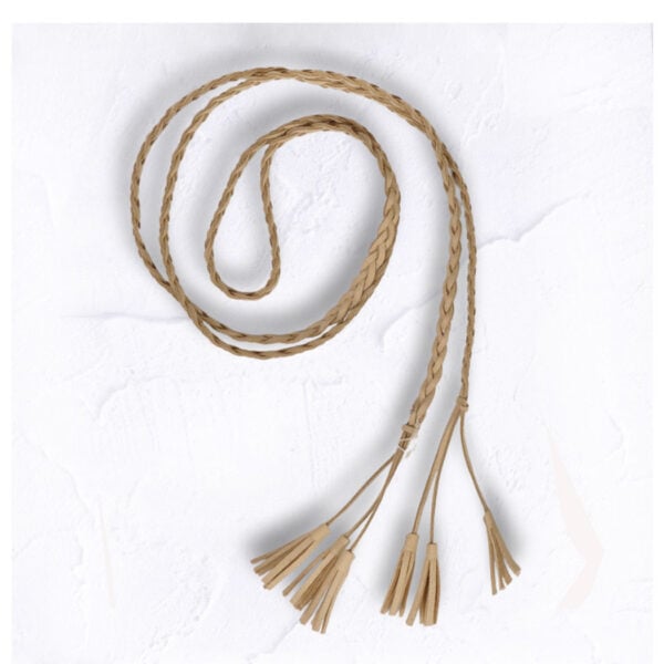 Braided tassel suede belt