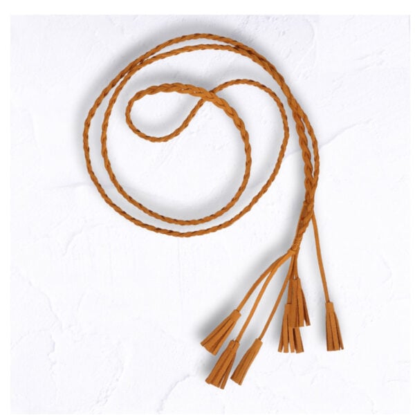 Braided tassel suede belt