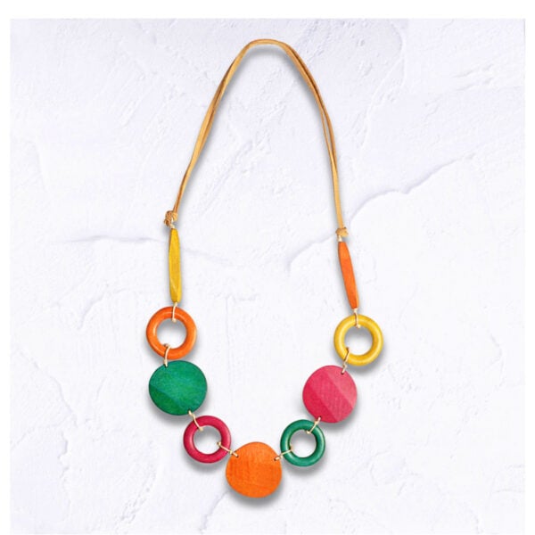 Wooden circle disc necklace