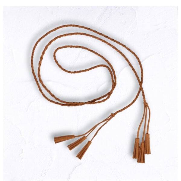 Braided tassel suede belt