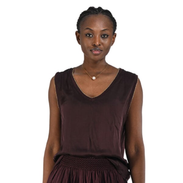 Lurex trim silky tank top