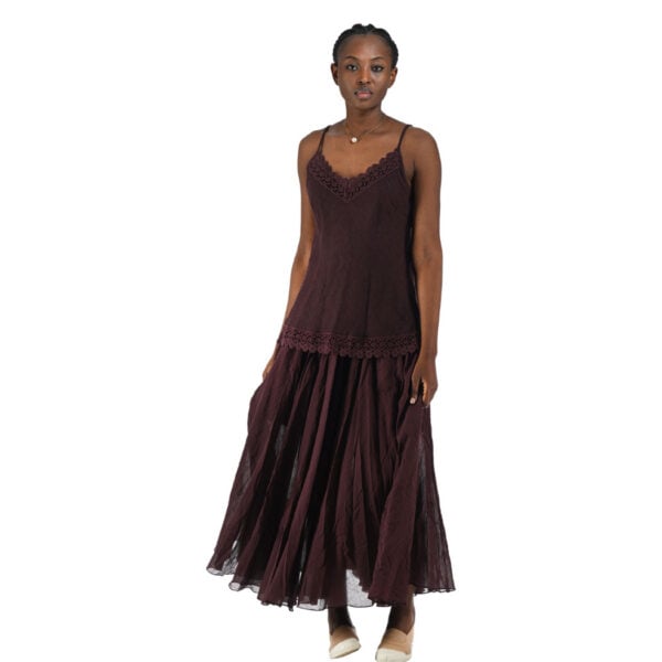 100% Linen embroidered border cami