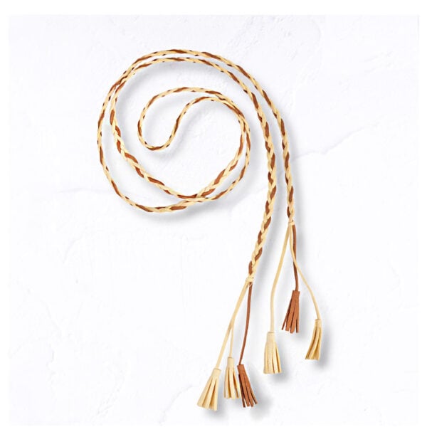 Braided tassel suede belt