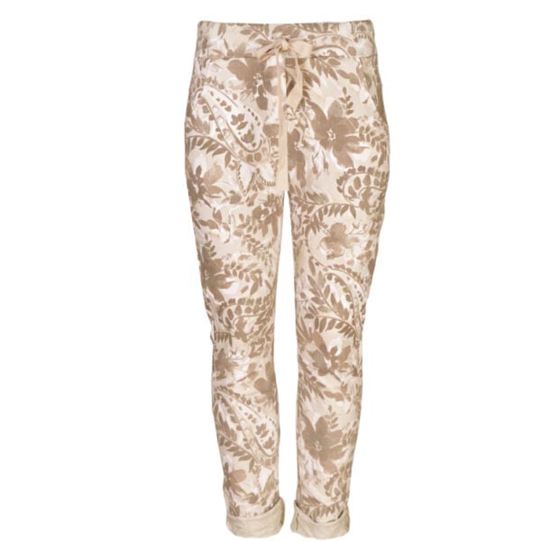 Glitter floral print pants
