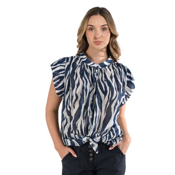 Tiger print cap sleeve shirt