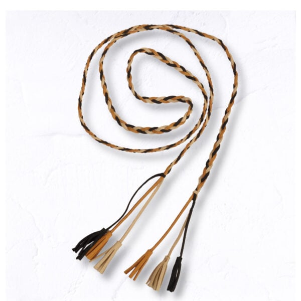 Braided tassel suede belt