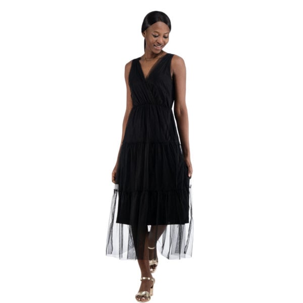 Mesh tiered maxi dress