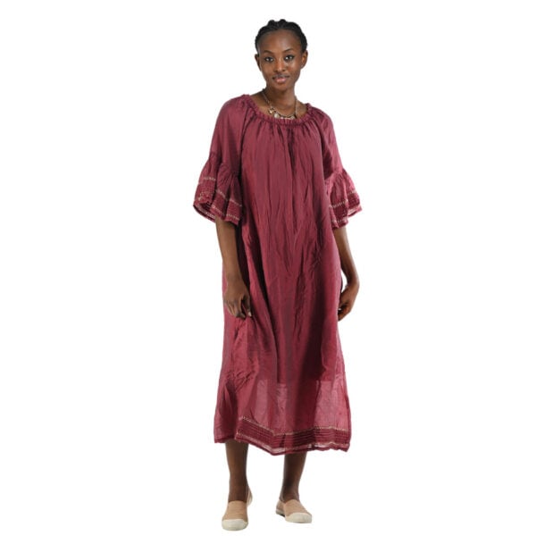 Elastic neckline bell sleeve maxi dress Elastic neckline bell sleeve maxi dress