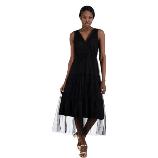 Mesh tiered maxi dress