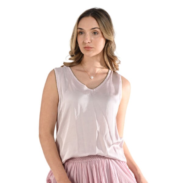 Lurex trim silky tank top