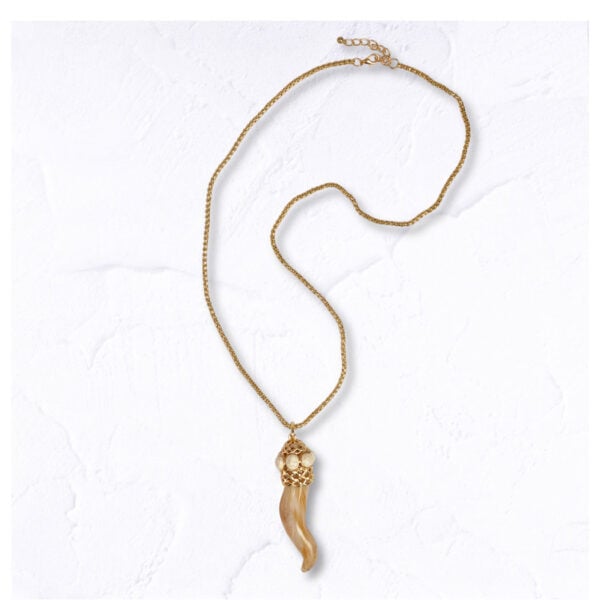 Curved horn pendant necklace