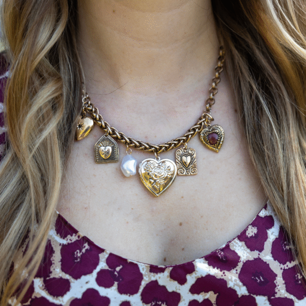 Multi heart locket chunky necklace 
