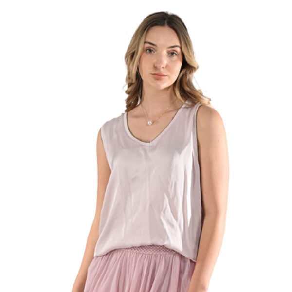 Lurex trim silky tank top