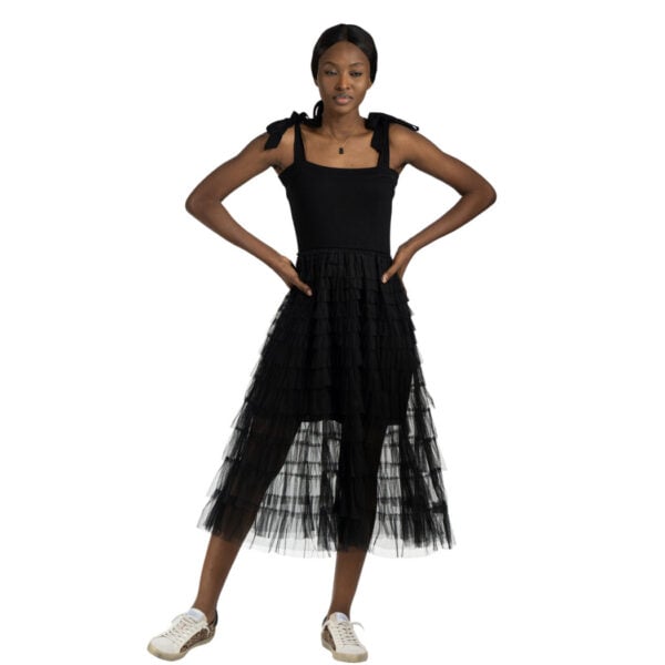 Mesh knit tiered dress