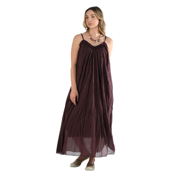 Frayed neckline strap dress