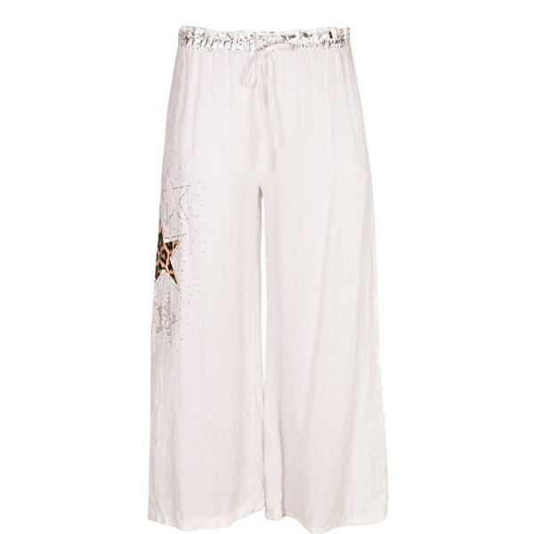 Diamante animal print star palazzo pants