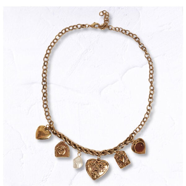 Multi heart locket chunky necklace 